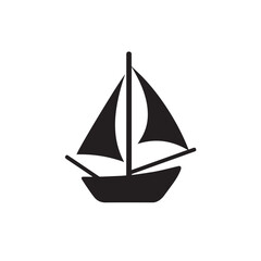 Simple Boat Icon Symbol in Black and White Illustration