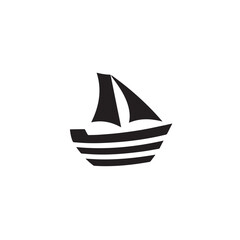 Simple Boat Icon Symbol in Black and White Illustration