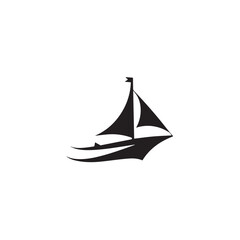 Simple Boat Icon Symbol in Black and White Illustration