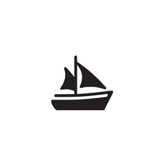 Simple Boat Icon Symbol in Black and White Illustration