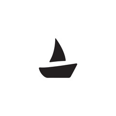Simple Boat Icon Symbol in Black and White Illustration