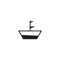 Simple Boat Icon Symbol in Black and White Illustration
