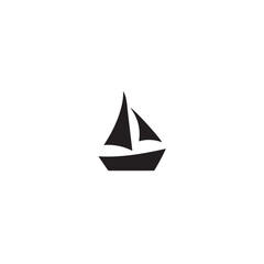 Simple Boat Icon Symbol in Black and White Illustration