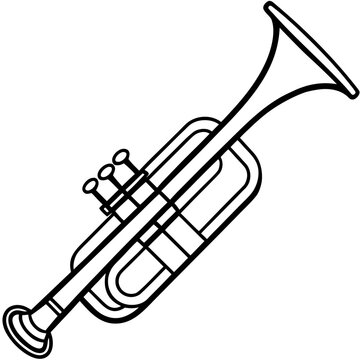 black and white trumpet musical instrument clip art preview