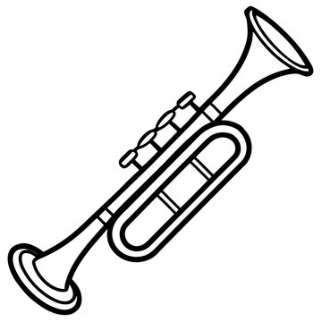 black and white trumpet musical instrument clip art preview