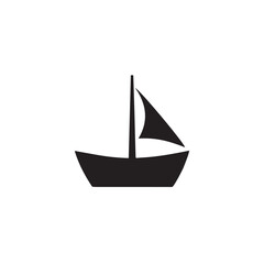 Simple Boat Icon Symbol in Black and White Illustration