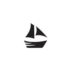 Simple Boat Icon Symbol in Black and White Illustration