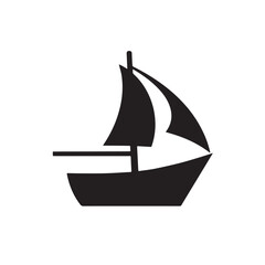 Simple Boat Icon Symbol in Black and White Illustration