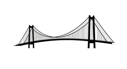 Iconic Suspension Bridge Silhouette with Towering Supports and Cables.