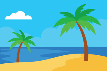tropical beach with palm trees