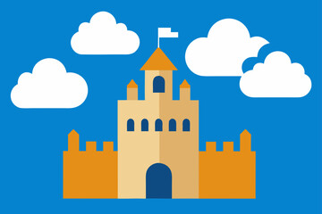  cloudy sky over ancient castle