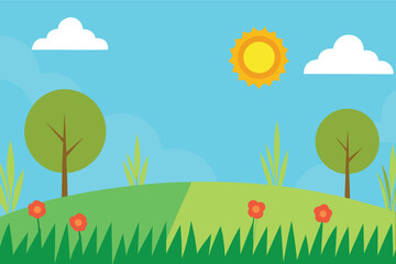 Obraz premium summer landscape with grass and flowers