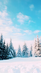 Fototapeta premium Snowy Winter Landscape Illustration
