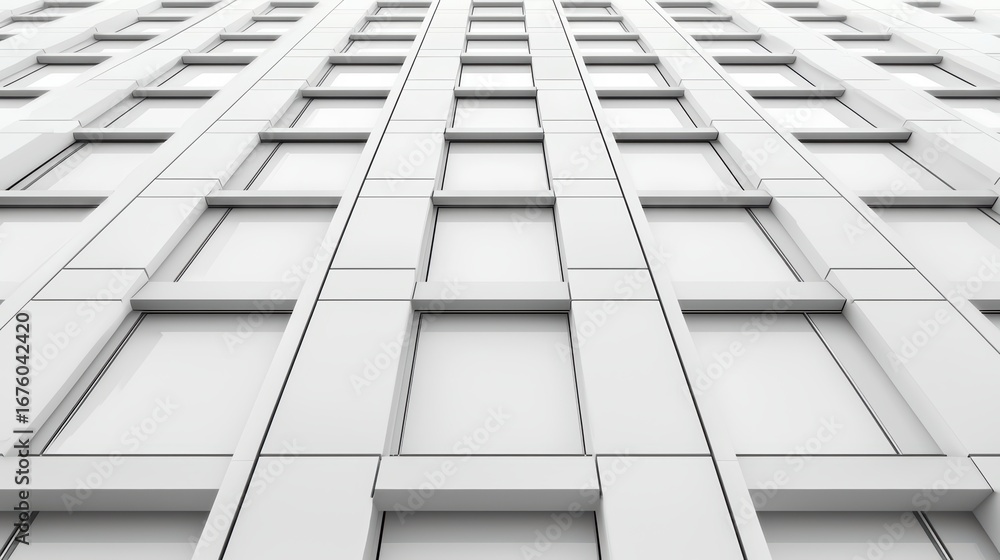 Poster simplicity elegant monochrome building facade with smooth surfaces and geometric patterns.