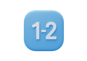Fototapeta premium 番号1から2の青いアイコン 正方形の形状と透明な背景のシンプルなデザイン