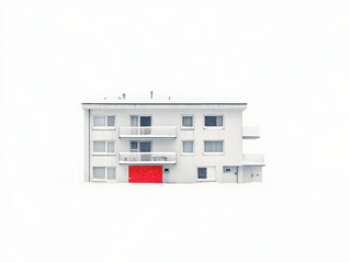 Snowy Minimalist Apartment Building Photo
