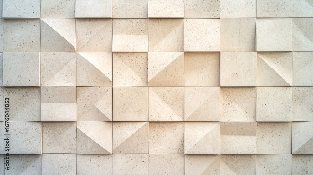 Poster textured close up of a modern concrete wall with geometric patterns and shadow effects.