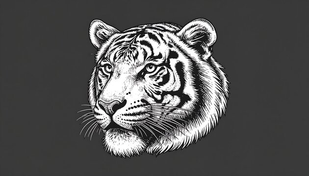 Detailed tiger head drawing