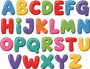 Colorful and playful alphabet letters in a fun bubbly font perfect for children s education and design