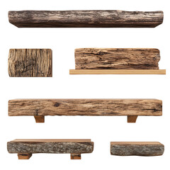 Obraz premium Rustic wooden planks and blocks for design elements on a dark background