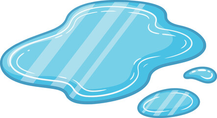 Illustration of a clear water puddle with reflections and small droplets scattered vector