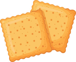Golden square crackers healthy snack appetizer delicious baked wheat biscuits vector