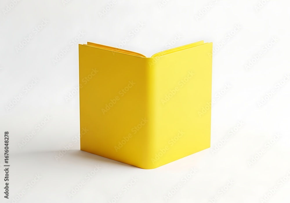 Aufkleber bright yellow cube object isolated on a clean white surface with subtle shadows