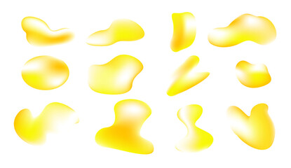 Abstract Yellow Gradient Blob Shapes Vector Set | Fluid Organic Liquid Elements