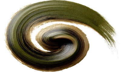 Hand Painted Spiral Brush Stroke in Earthy Tones Isolate on Transparent Background, cutout, png