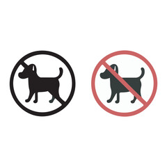 flat no dog sign isolated silhouette vector illustration on white background