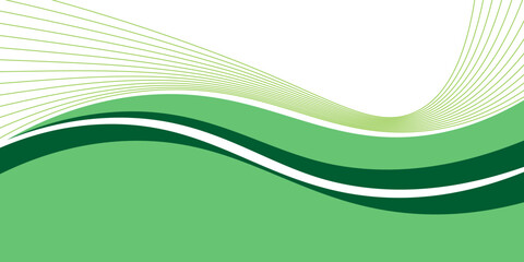 Abstract White and Green wave wide background banner