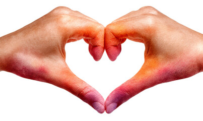 Heart Shape Created with Hands Symbolizing Love and Connection Isolate on Transparent Background, cutout, png