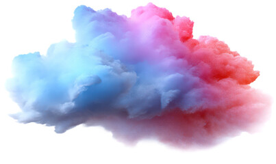 Colorful Smoke Cloud Isolate on Transparent Background, cutout, png