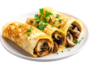  Savory Ham and Cheese Crêpes Isolated PNG.