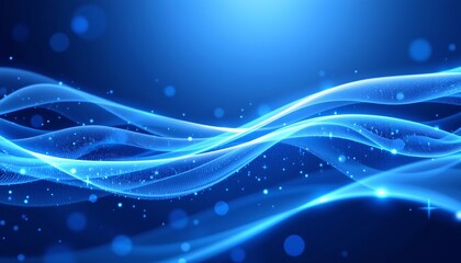 an abstract blend of blue light and flowing water textures, creating a dynamic sense of movement against a dark backdrop.