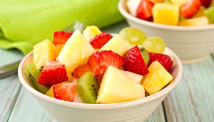 Fresh fruit salad in bowls