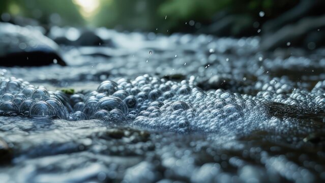 Close-up of bubbling mountain stream - Powered by Adobe