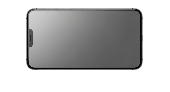 Modern smartphone with blank screen for mockup isolated on transparent background