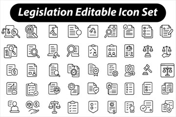 Legislation Editable Icon Set &ndash; Vector Illustration