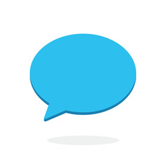 A simple, blue, oval-shaped speech bubble icon, perfect for chat and communication.