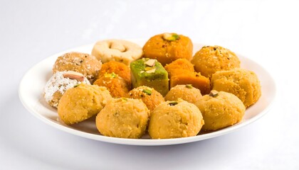 Assorted Indian sweets on a plate