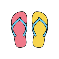 Pair of colorful flip-flops, perfect for summer vacation and beach days.