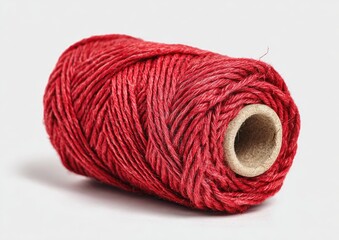 A spool of vibrant red twine