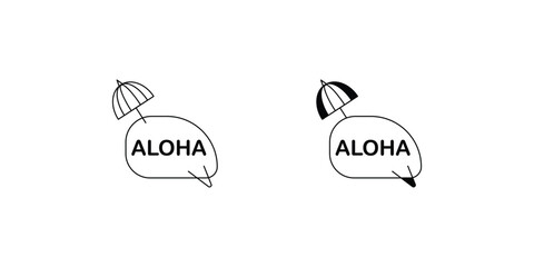 Aloha  set icon with white background vector stock illustration