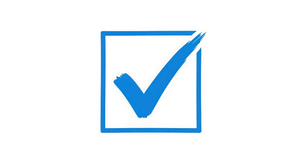 Blue check mark inside a square outline on a black background