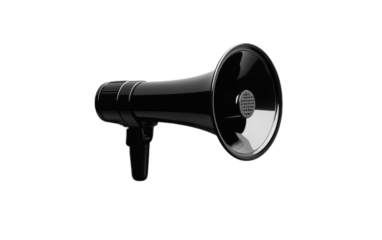 Black megaphone isolated on white background, png