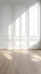 Sunlit White Paneling 3D Background