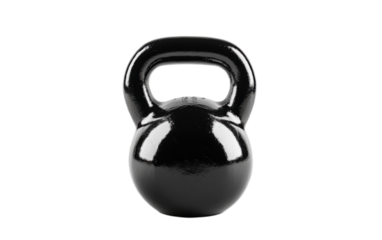 Black steel kettlebell isolated on white background, png