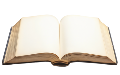 Blank open book isolated on white background, png