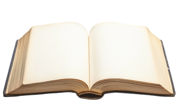 Blank open book isolated on white background, png